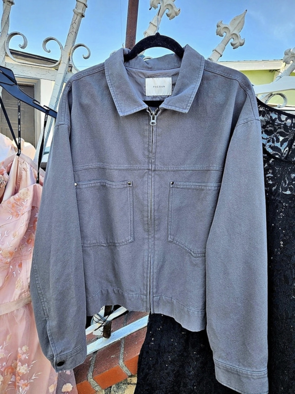 Mens Pacsun Gray Utility Jacket Medium
